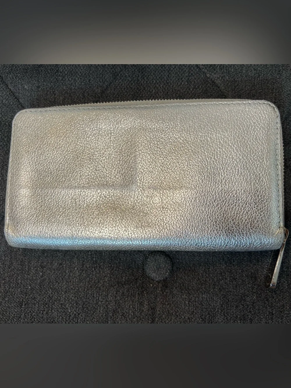 Louis Vuitton Silver Metallic Suhali Zip Wallet with Front Zip Pocket